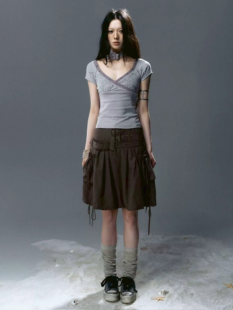 【Cest Nous】Distressed Canvas Sneakers / 【セヌー】ダーティーデニムキャンバス厚底スニーカー