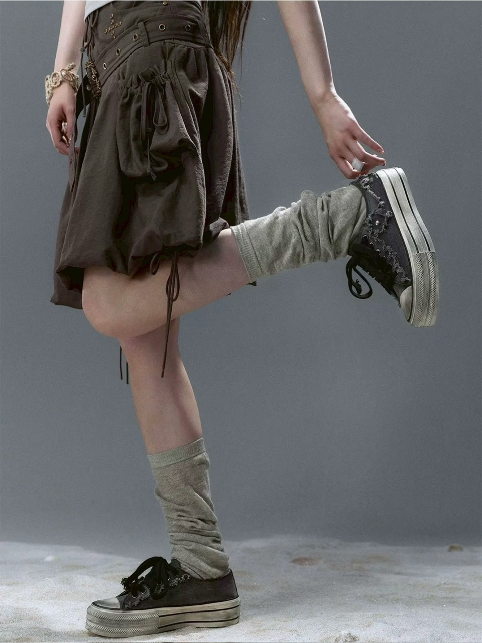 【Cest Nous】Distressed Canvas Sneakers / 【セヌー】ダーティーデニムキャンバス厚底スニーカー