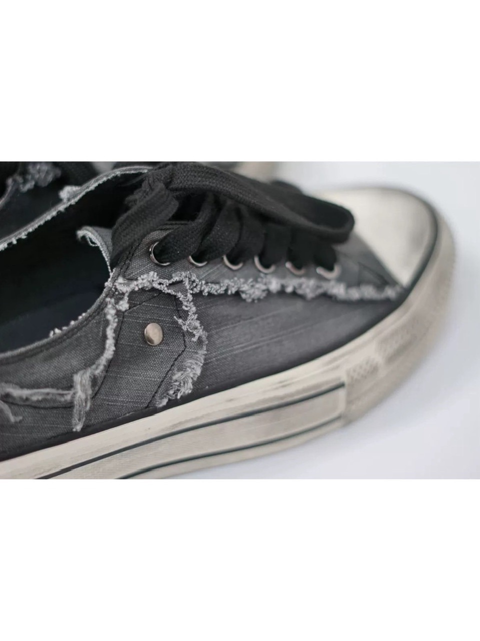 【Cest Nous】Distressed Canvas Sneakers / 【セヌー】ダーティーデニムキャンバス厚底スニーカー