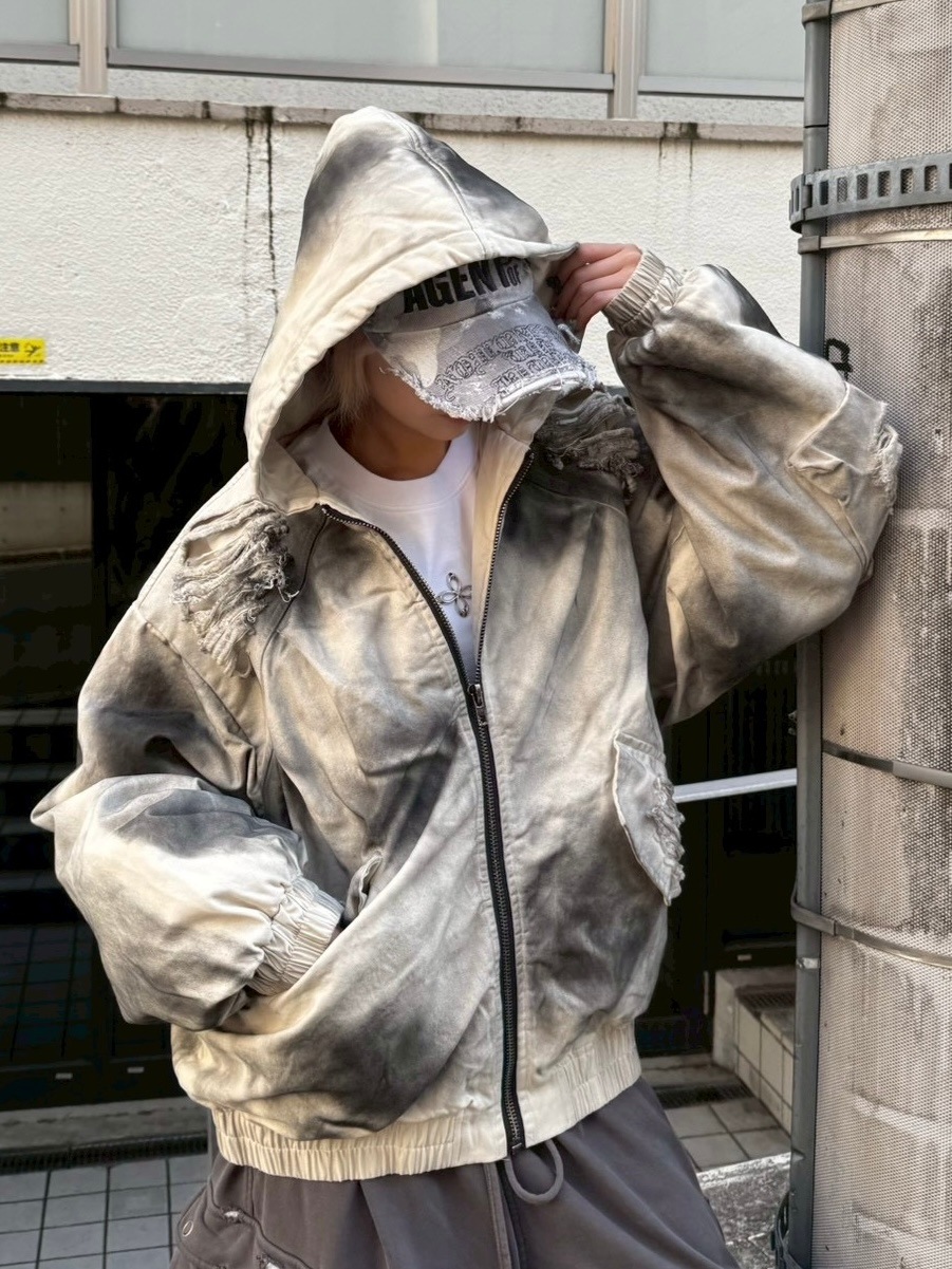 受注制【Never mind the XU】damage hood jacket / 【ネバーマインドザ