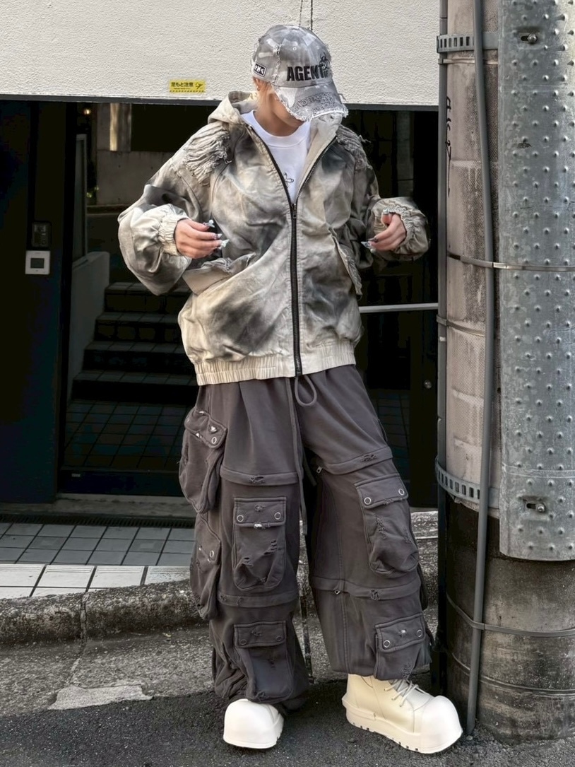 Never mind the XU】damage hood jacket / 【ネバーマインドザエックス