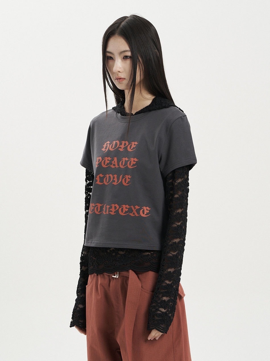 【SETUP‐EXE】LACE BUTTON HOODIE TOP