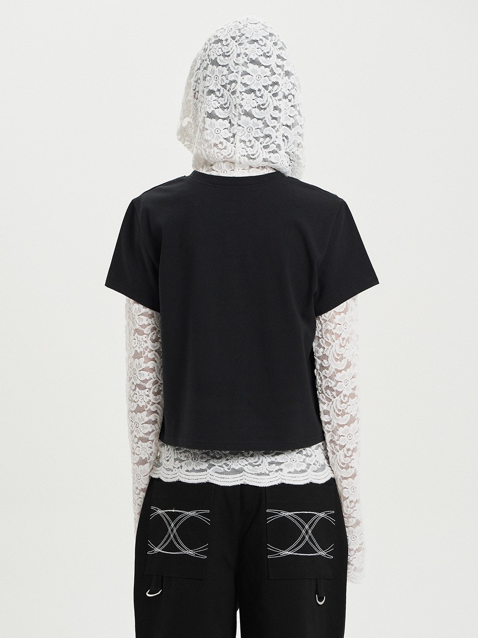 SETUP‐EXE】LACE BUTTON HOODIE TOP | OUR BRAND,SETUP-EXE