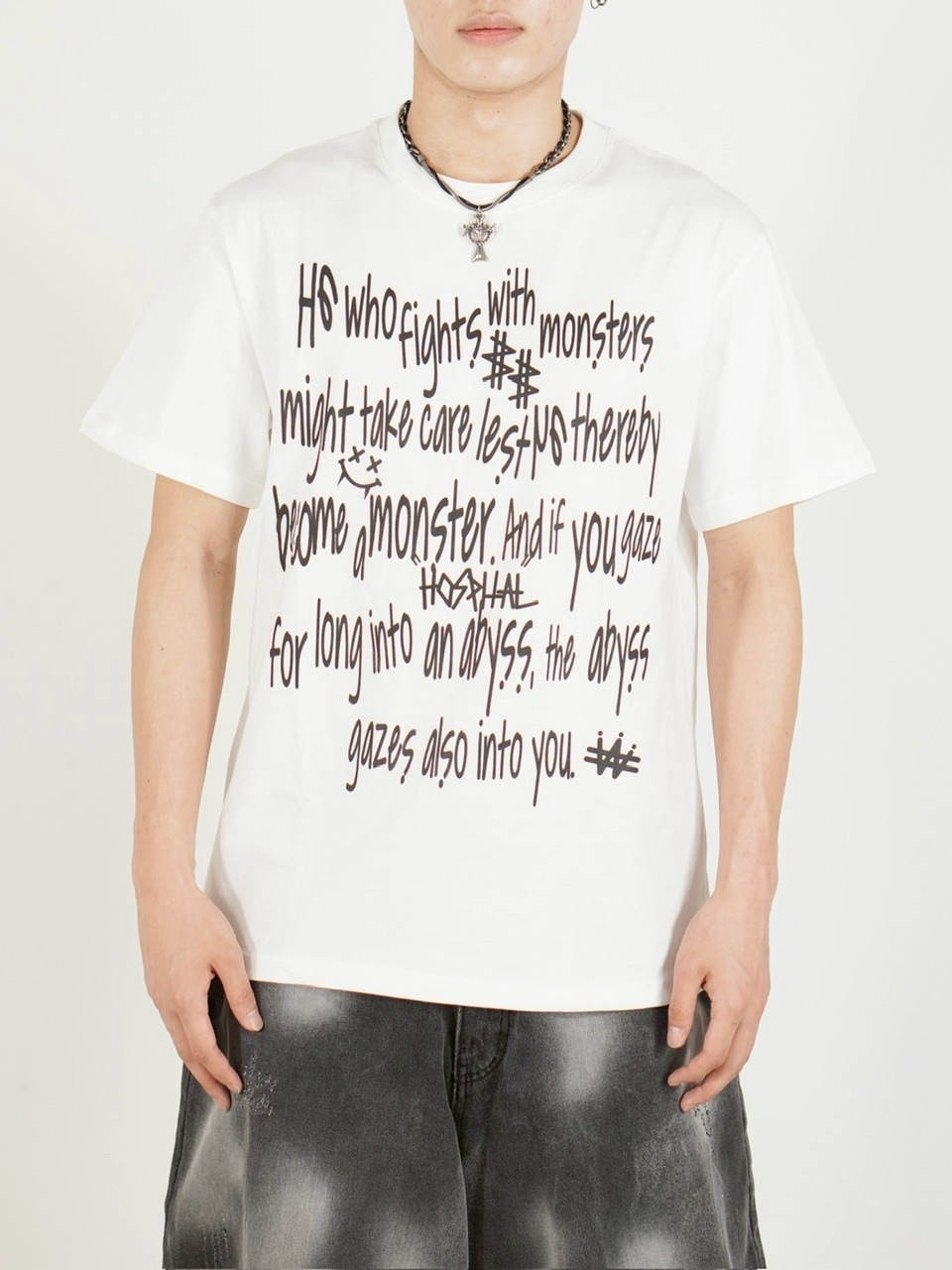 受注制【Chikashitsu +】messaging lettering t-shirt (3color