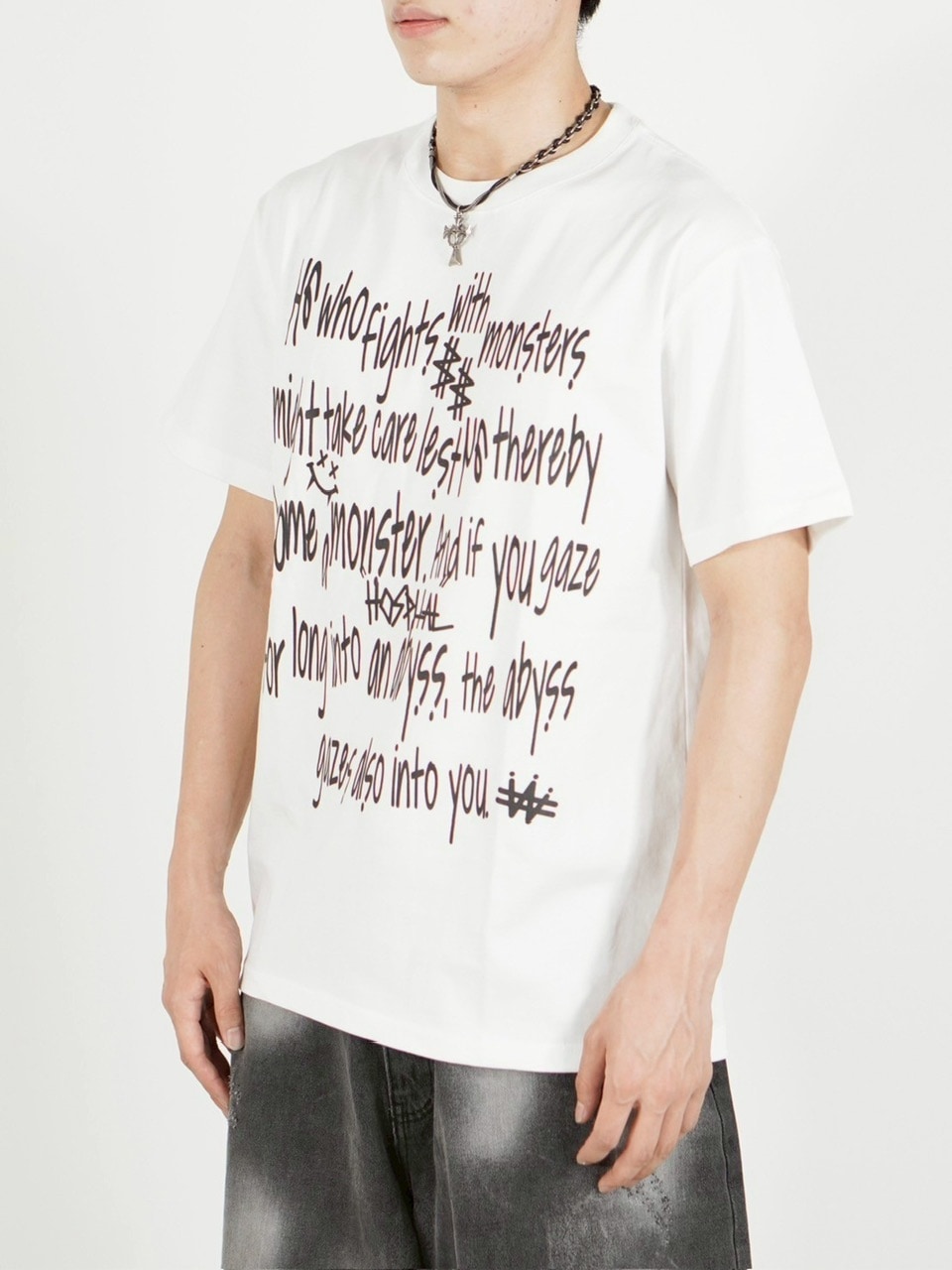 受注制【Chikashitsu +】messaging lettering t-shirt (3color