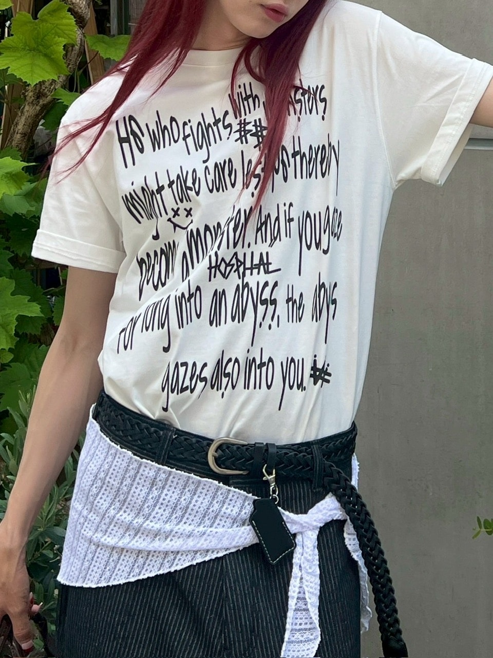 受注制【Chikashitsu +】messaging lettering t-shirt (3color