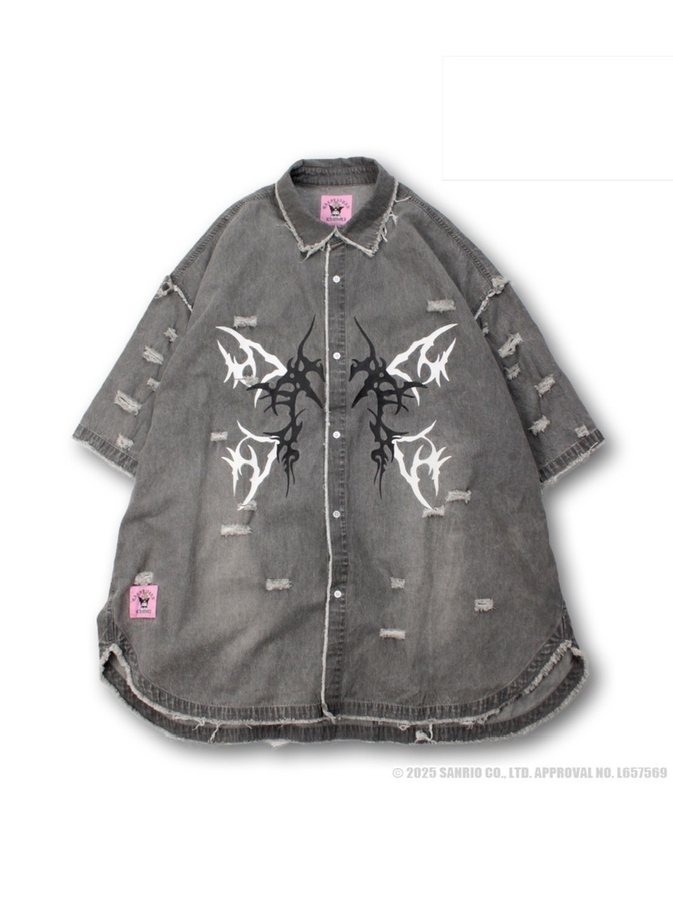 GALFY×KUROMI】イルガルフィーボロボロデニム半袖BIGシャツ | OUR