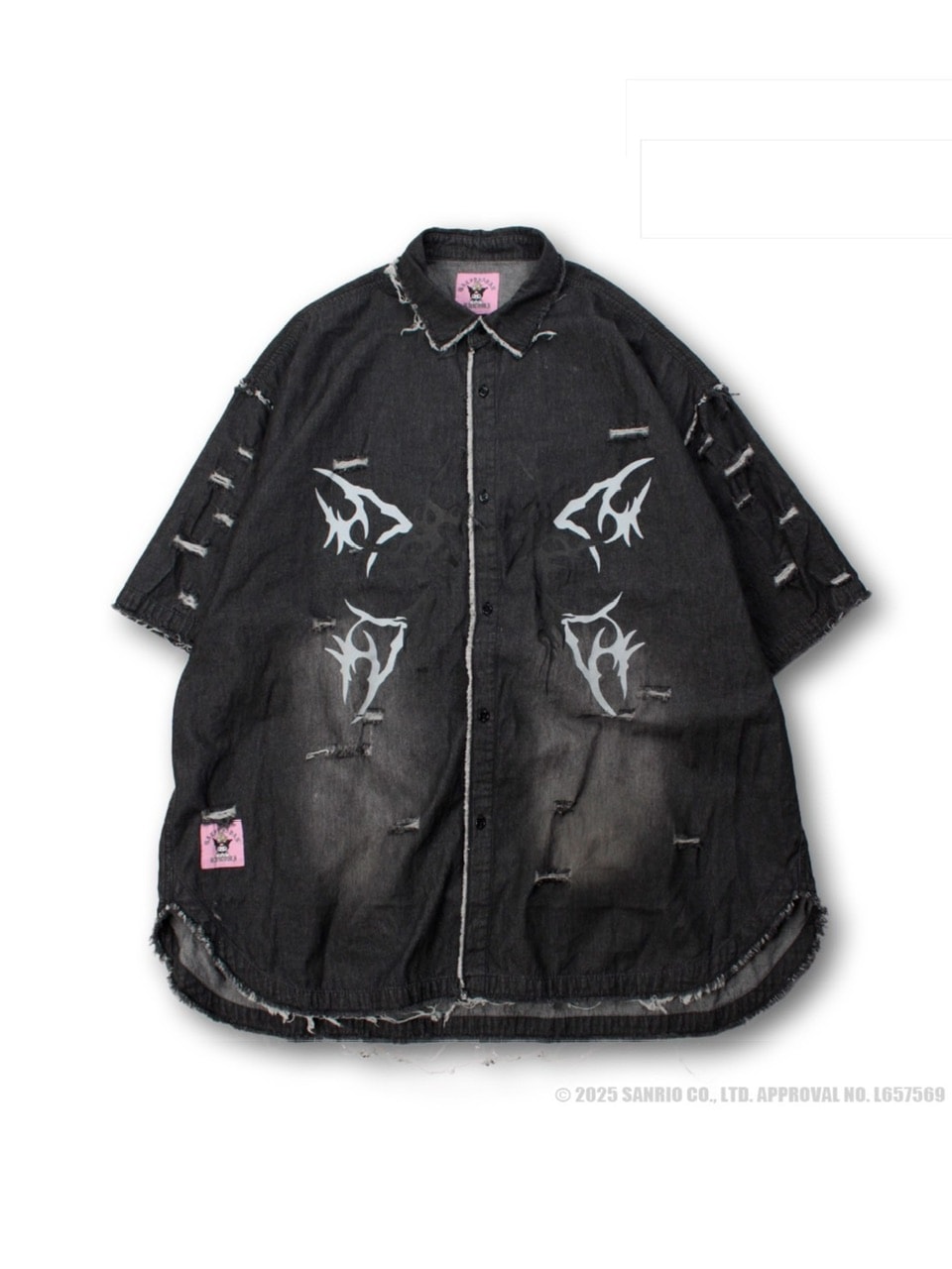 GALFY×KUROMI】イルガルフィーボロボロデニム半袖BIGシャツ | OUR