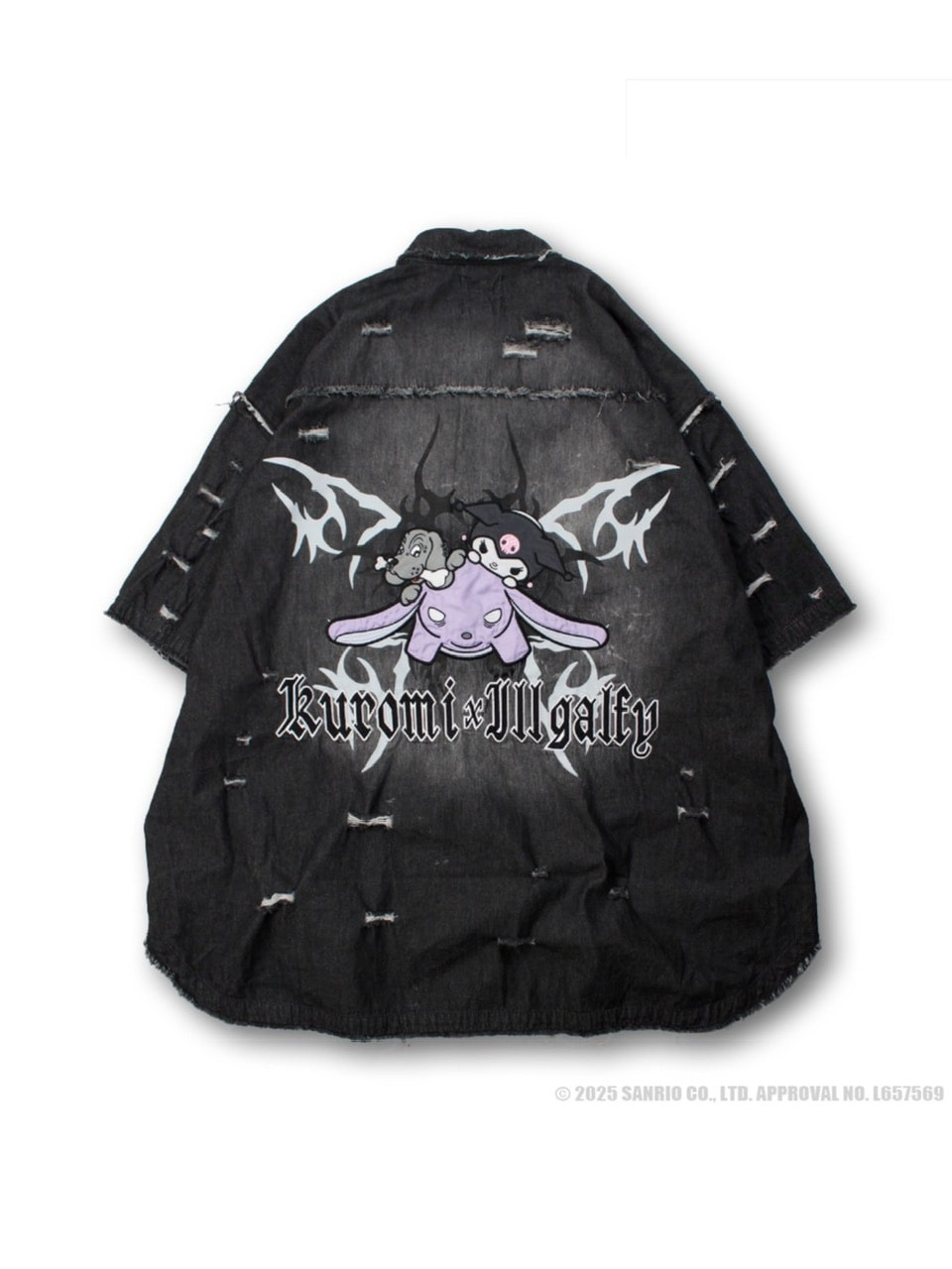 GALFY×KUROMI】イルガルフィーボロボロデニム半袖BIGシャツ | OUR