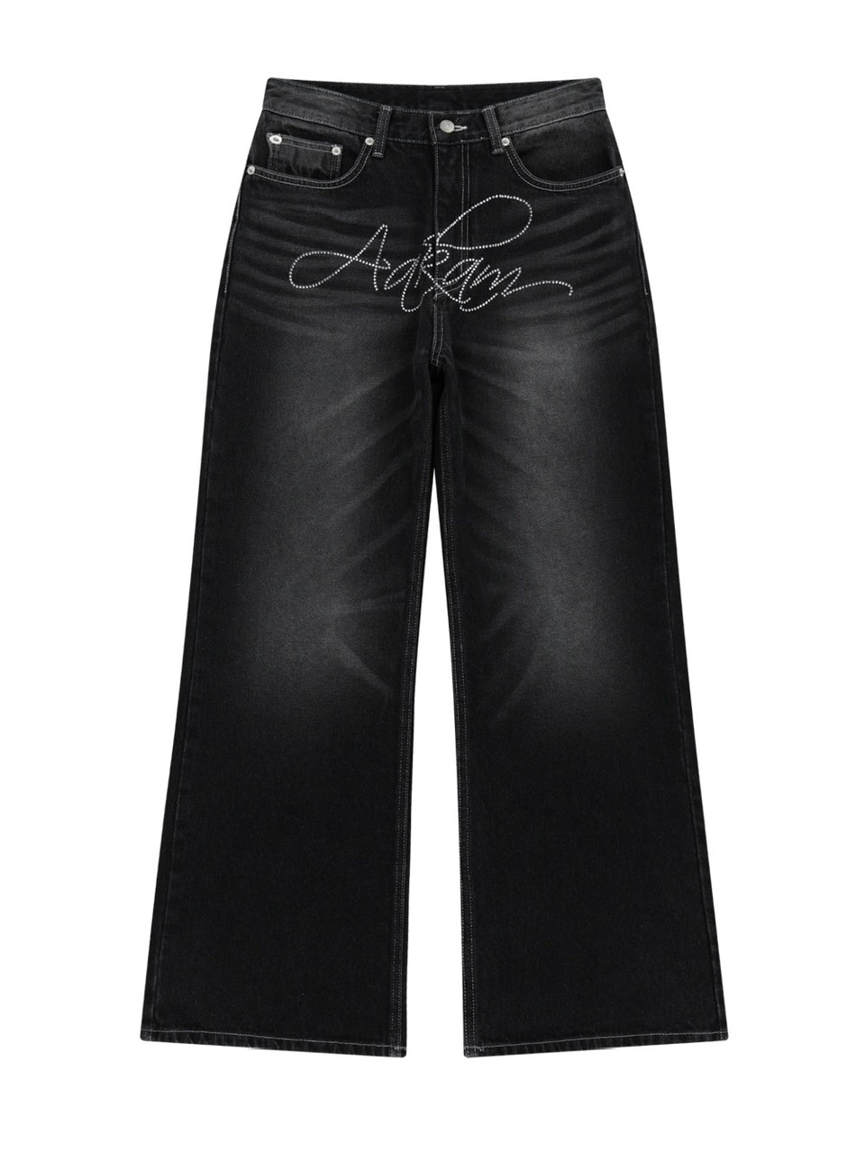●AAKAM● 25SS Rhinestone Washed Denim Pants AAKAM】Rhinestone Washed Denim Pants | OUR BRAND,AAKAM