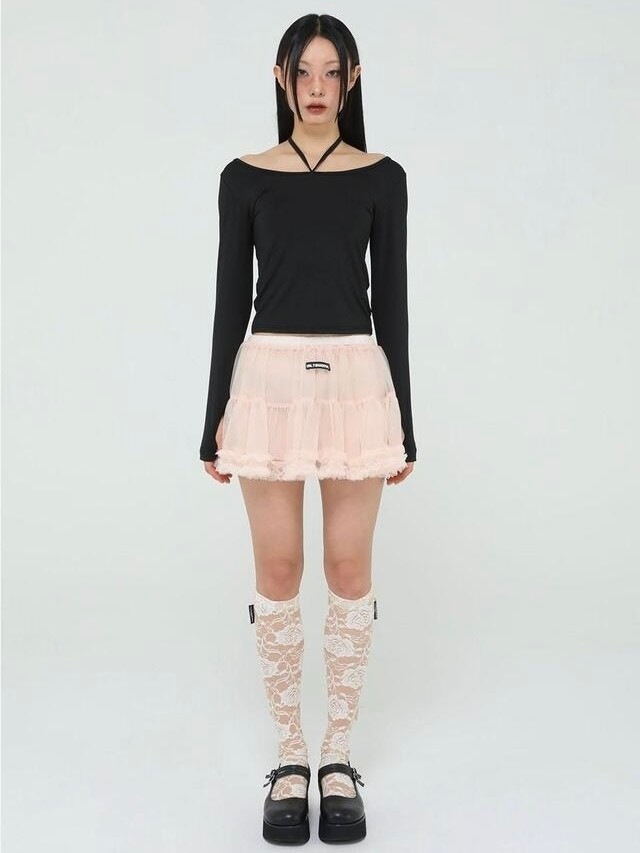 【Uglyshadow】MESH FRILL CANCAN SKIRT