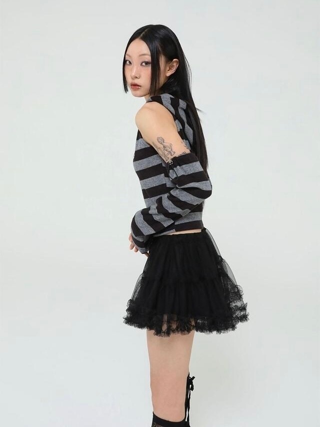 【Uglyshadow】MESH FRILL CANCAN SKIRT