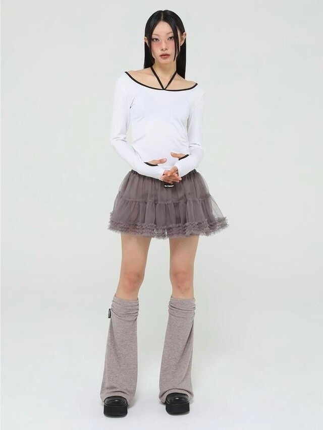 【Uglyshadow】MESH FRILL CANCAN SKIRT