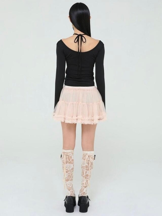 【Uglyshadow】MESH FRILL CANCAN SKIRT