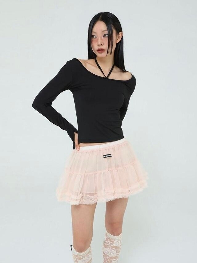 【Uglyshadow】MESH FRILL CANCAN SKIRT