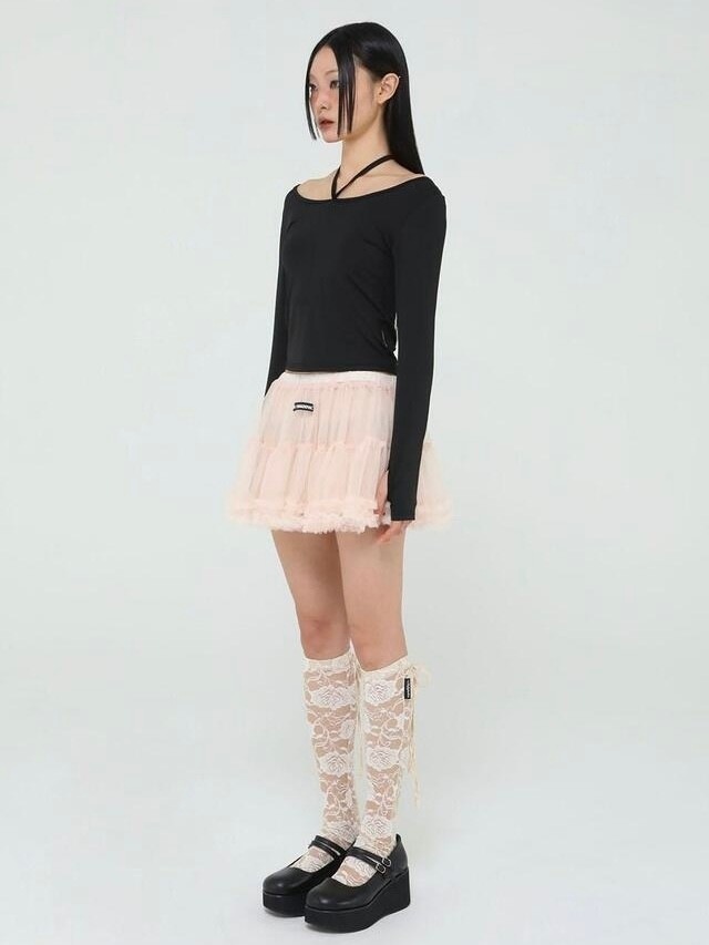 【Uglyshadow】MESH FRILL CANCAN SKIRT