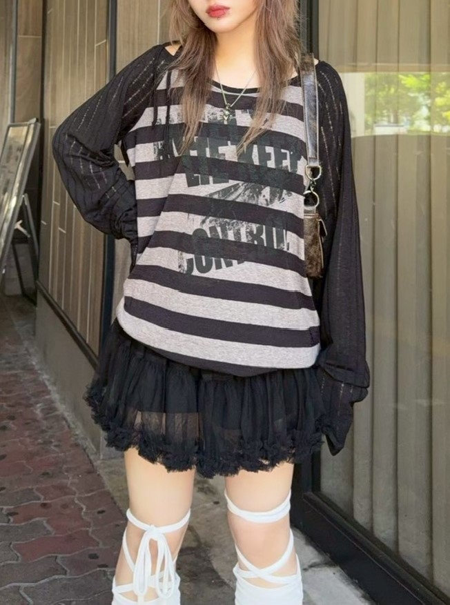 【Uglyshadow】MESH FRILL CANCAN SKIRT
