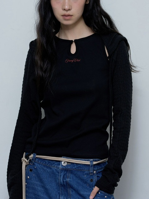 ボレロセットKnitトップス FANCY CLUB】KNITTED HOOD BOLERO SET UP / 【ファンシークラブ