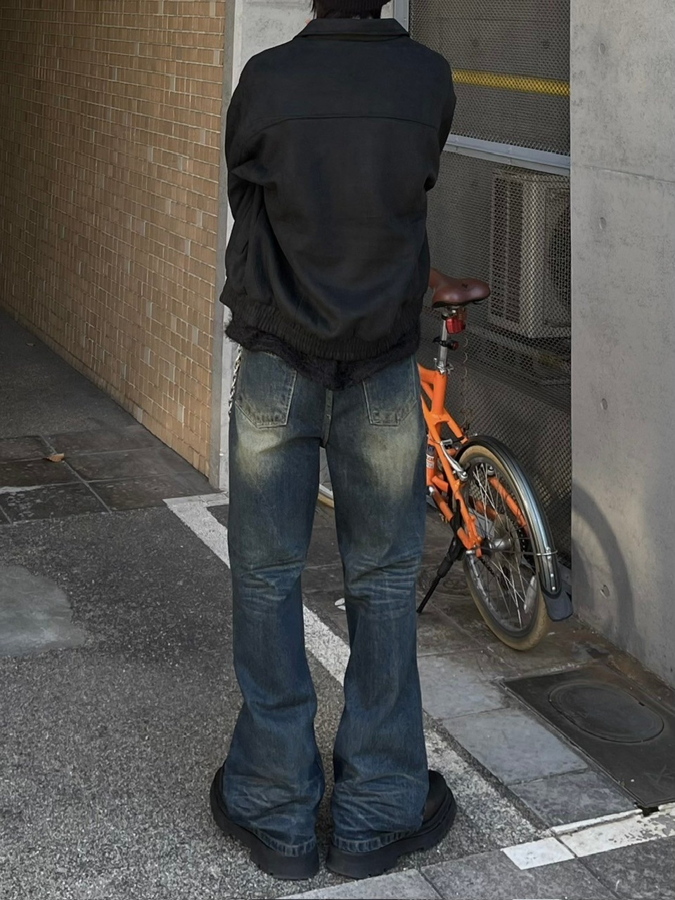 受注制【Chikashitsu +】phantom flare denim pants (2color