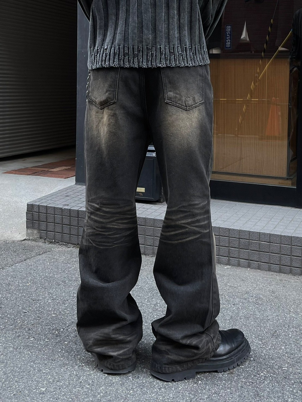 受注制【Chikashitsu +】phantom flare denim pants (2color
