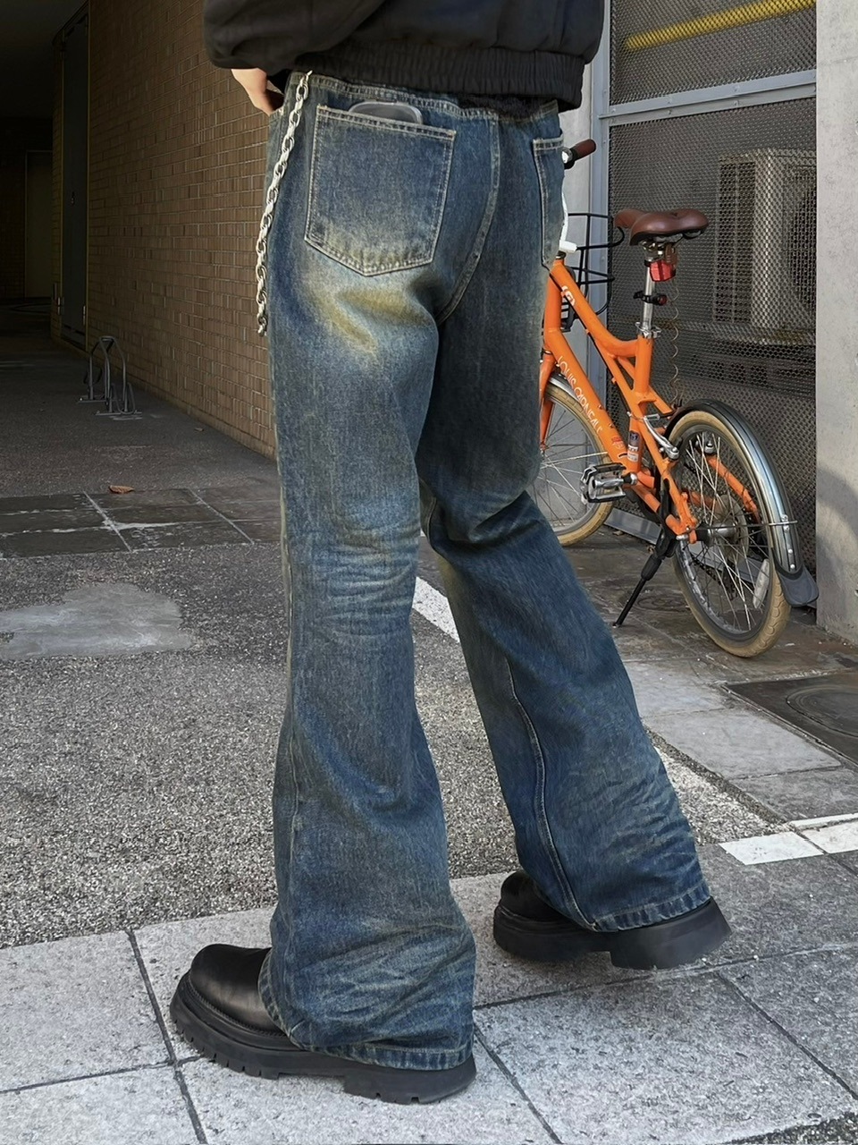 受注制【Chikashitsu +】phantom flare denim pants (2color
