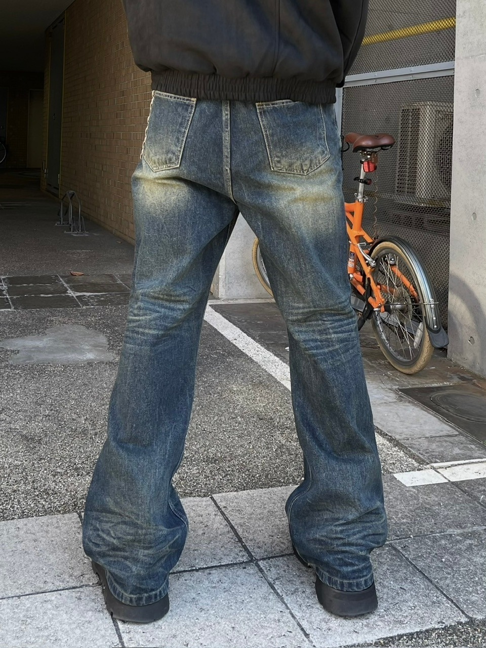 受注制【Chikashitsu +】phantom flare denim pants (2color