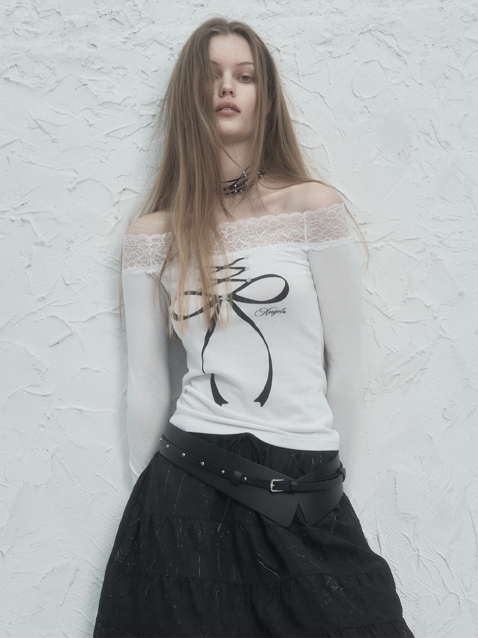 トップス SETUPEXE LACE OFF-SHOULDER TOP SETUP‐EXE】LACE OFF- SHOULDER TOP | OUR BRAND,SETUP-EXE