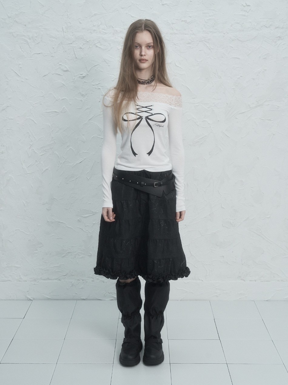 SETUP‐EXE】LACE OFF- SHOULDER TOP | OUR BRAND,SETUP-EXE