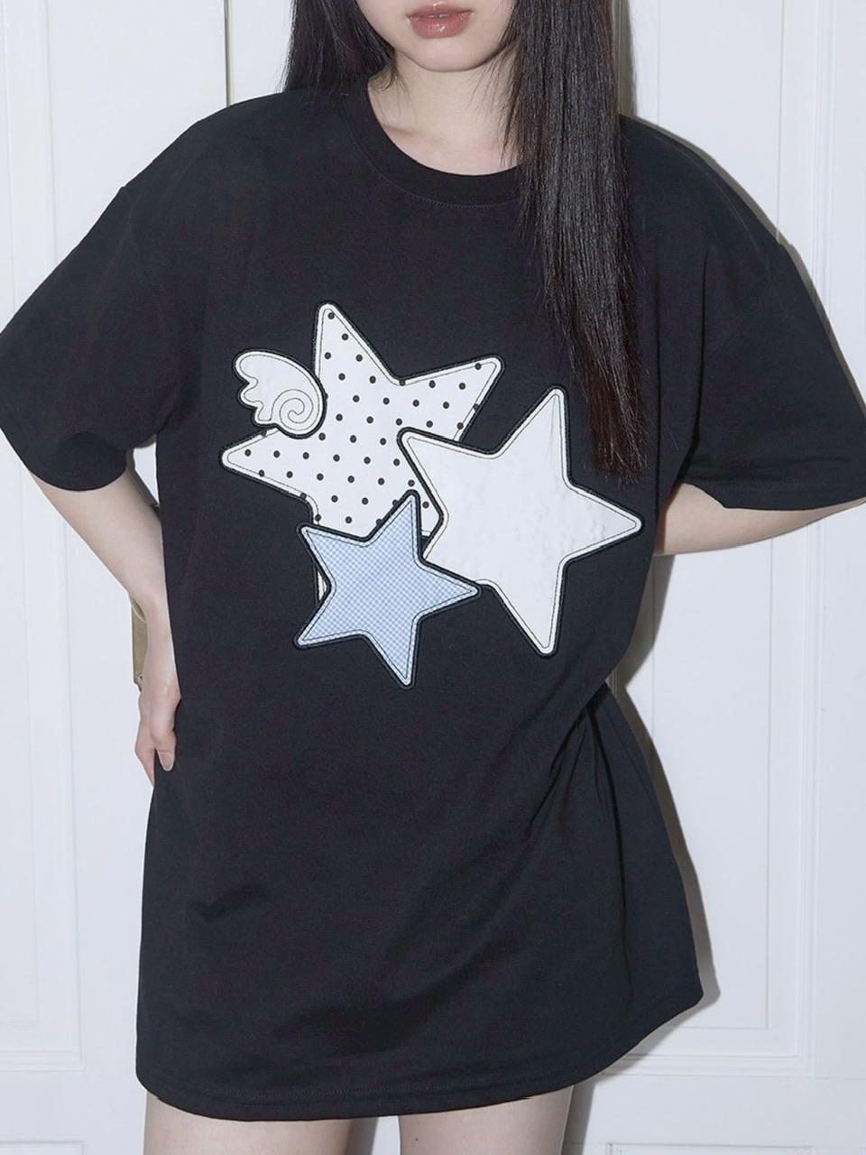 ★FANCY CLUB★ ミックススター エンジェル パッチ Tシャツ FANCY CLUB】Mix Star Angel Patch Tee | OUR BRAND,FANCY CLUB