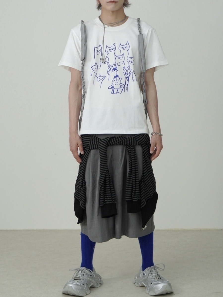 受注制【Nerd out XU】lots of neko tee / 【ナードアウトエックスユー