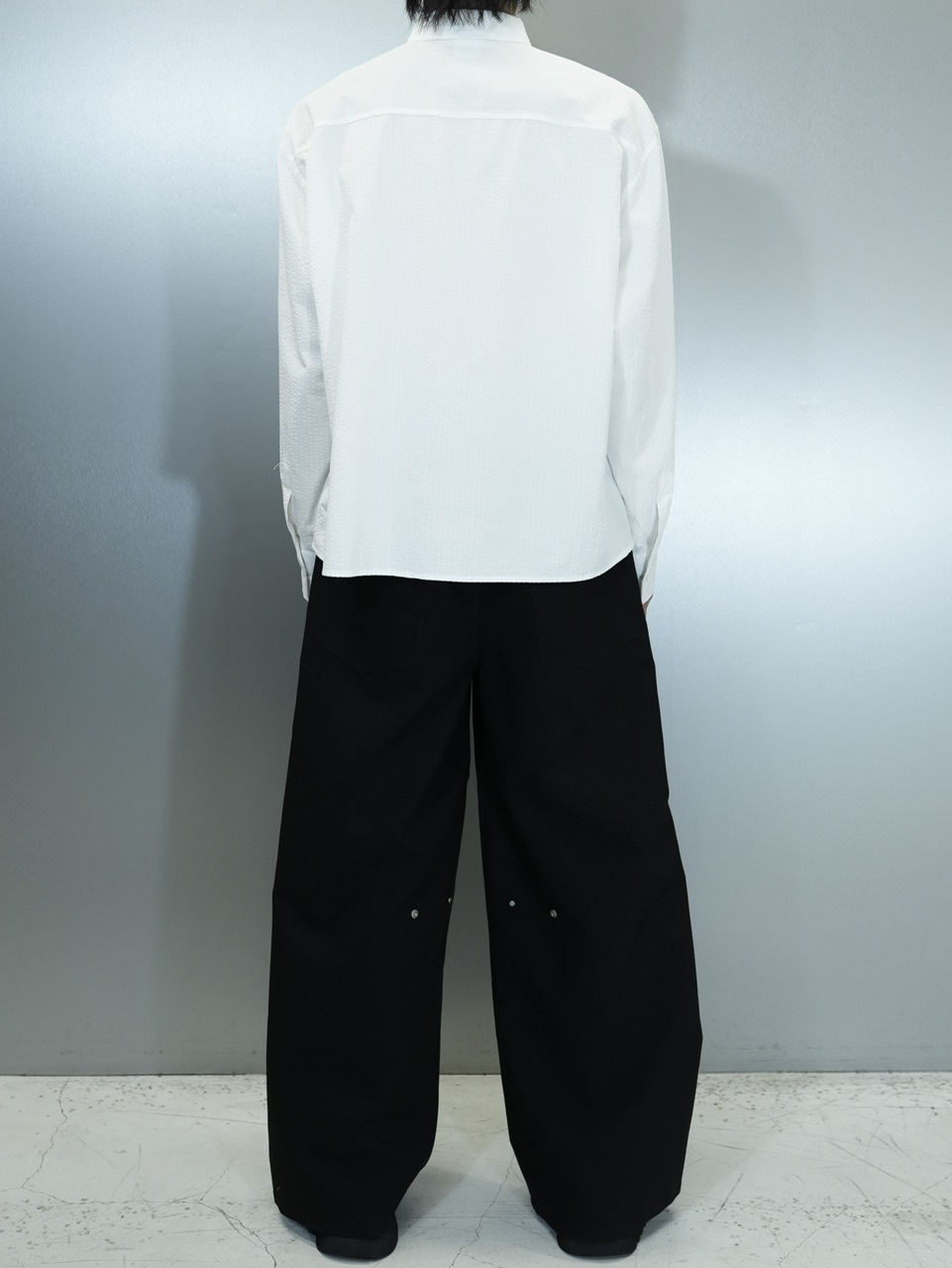 CS】CROPPED STRIPE BUTTON UP SHIRT (WHITE) | OUR BRAND,Chikashitsu