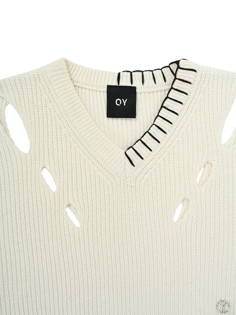 【OY】STITCH CUT-OUT KNIT VEST