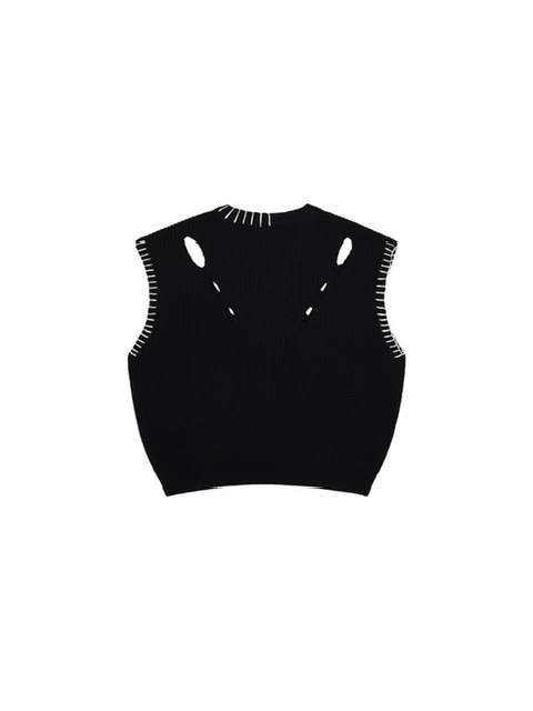 【OY】STITCH CUT-OUT KNIT VEST