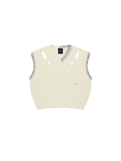 【OY】STITCH CUT-OUT KNIT VEST