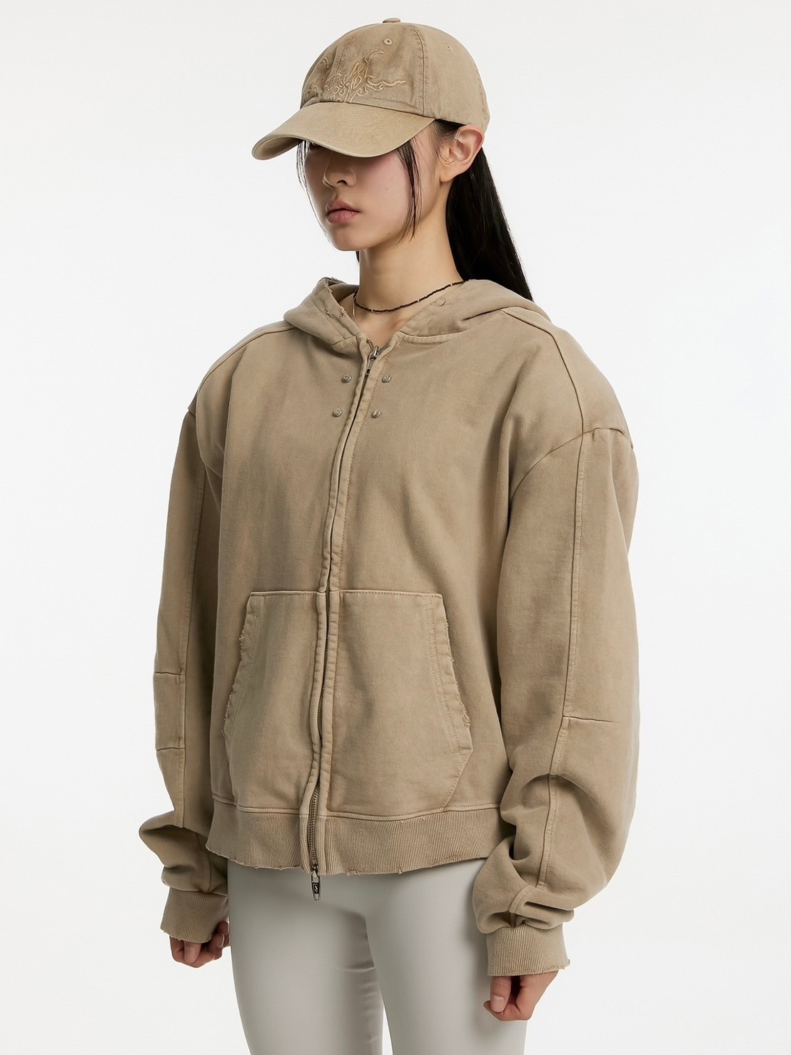 ANOTHERYOUTH】overdyed crop zip-up hoodie | OUR BRAND,ANOTHERYOUTH