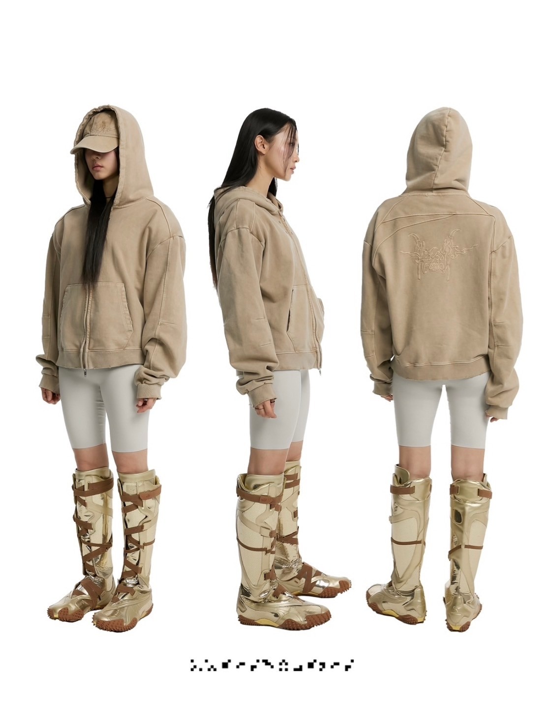 ANOTHERYOUTH】overdyed crop zip-up hoodie | OUR BRAND,ANOTHERYOUTH