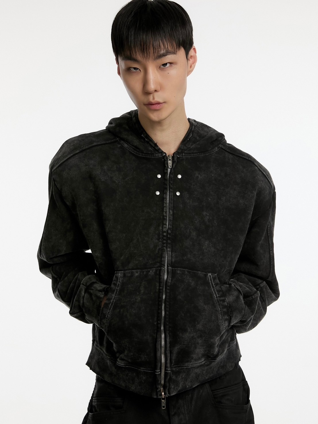 ANOTHERYOUTH】overdyed crop zip-up hoodie | OUR BRAND,ANOTHERYOUTH