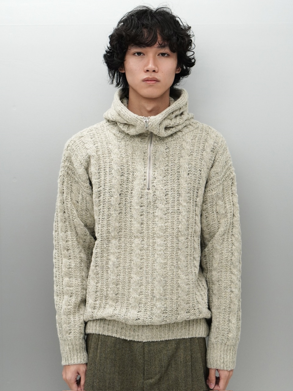 東京店WEB限定受注制【Chikashitsu +】balaclava half zip knit