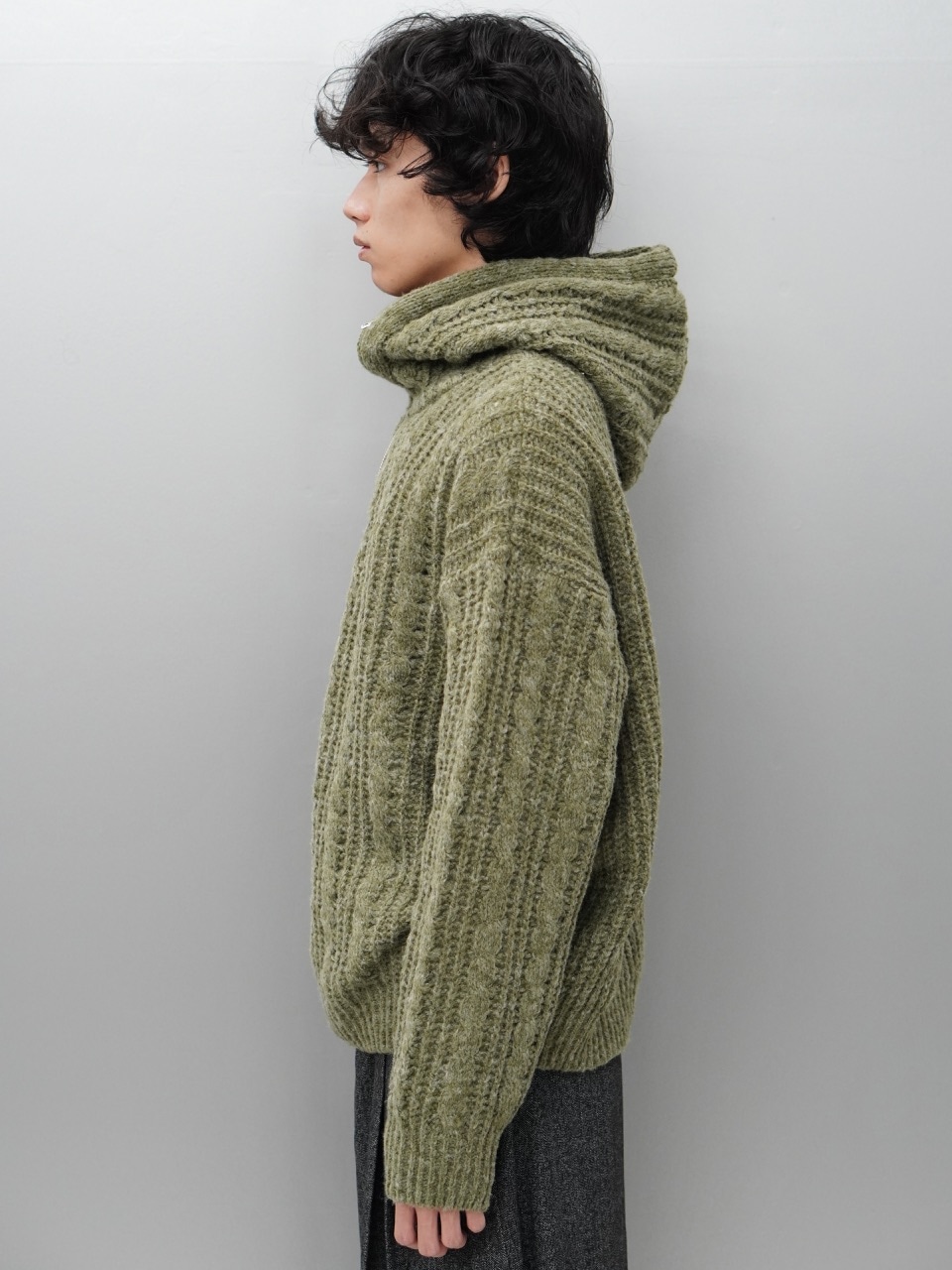 東京店WEB限定受注制【Chikashitsu +】balaclava half zip knit hoodie