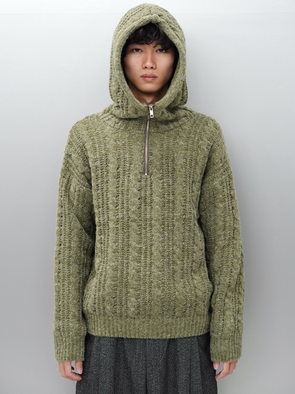 東京店WEB限定受注制【Chikashitsu +】balaclava half zip knit