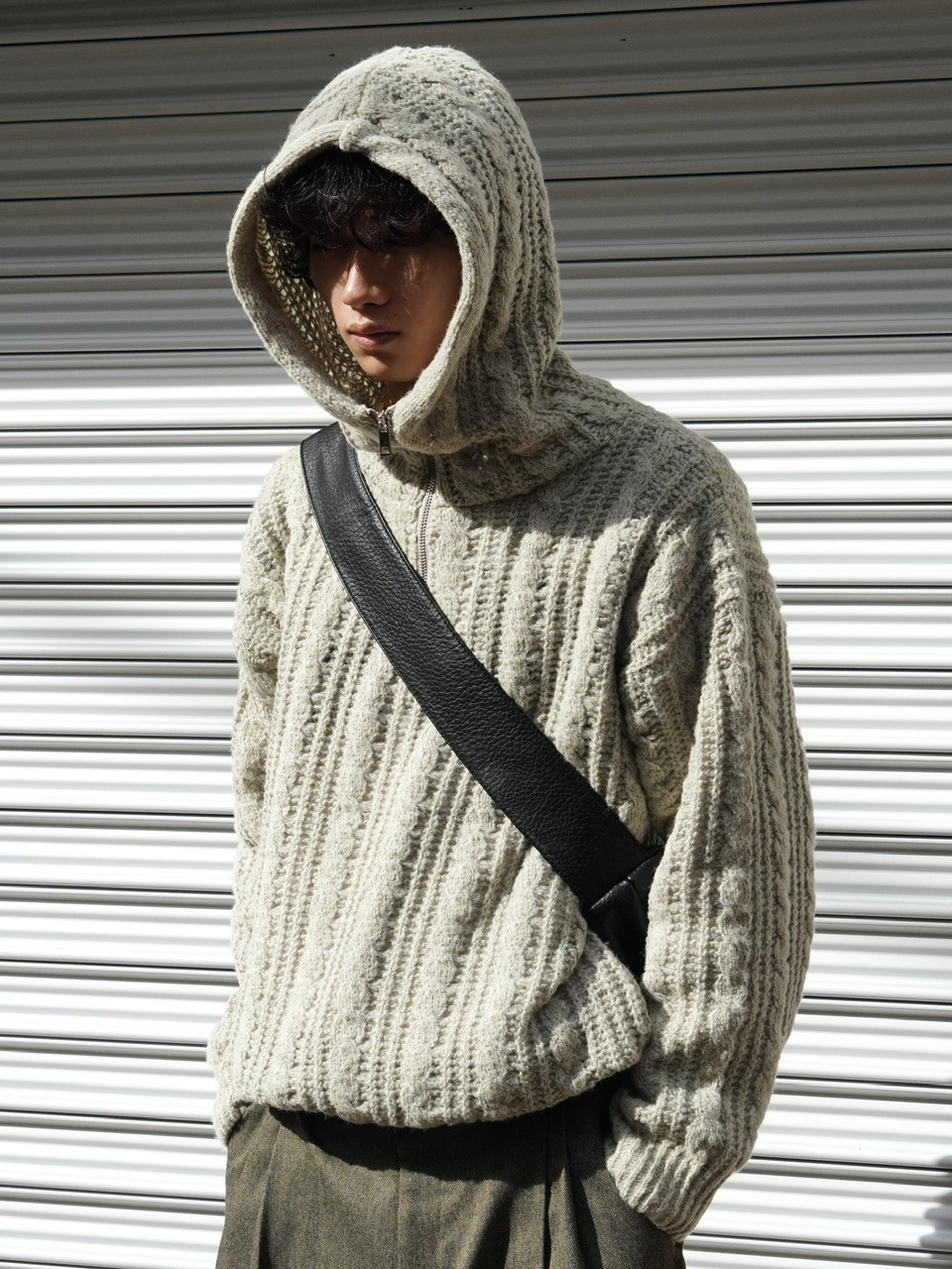 東京店WEB限定受注制【Chikashitsu +】balaclava half zip knit hoodie
