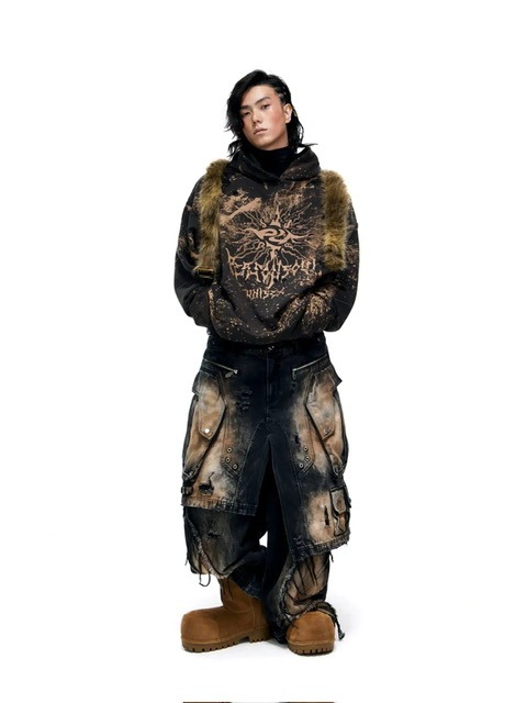 PERSONSOUL Sun Totem Hoodie パーカー Personsoul Sun Totem Distressed Hoodie - personsoul