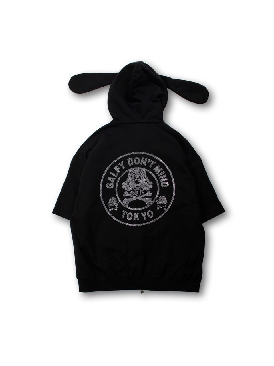GALFY 犬デザイン ブラックパーカー GALFY (ガルフィー) イヌクラブジップパーカー BLACK / ロック
