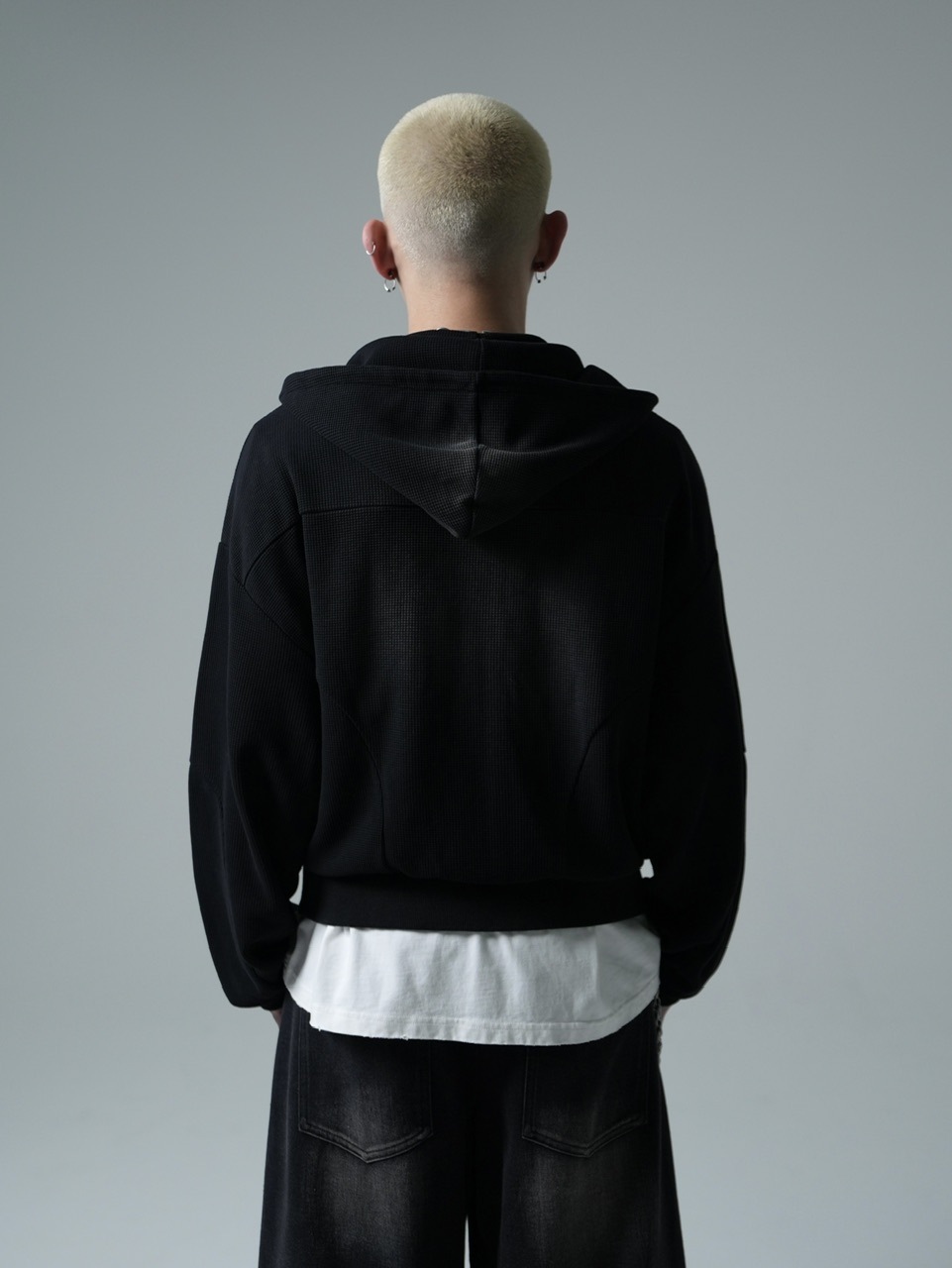 【CHIKASHITSU PLUS HIGH】Rust waffle zip up hoodie