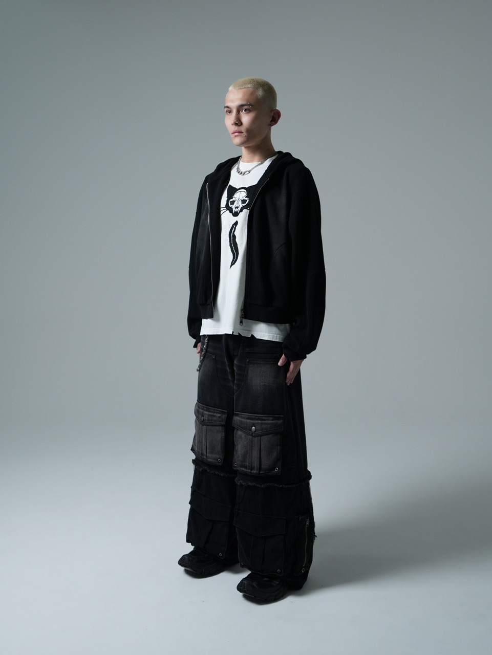 【CHIKASHITSU PLUS HIGH】Rust waffle zip up hoodie