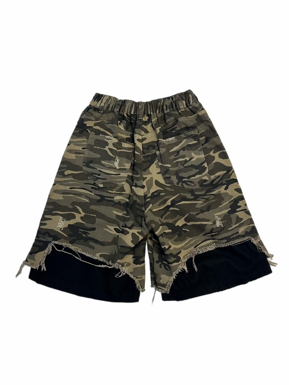 受注制【Chikashitsu +】layered camouflage bermuda pants