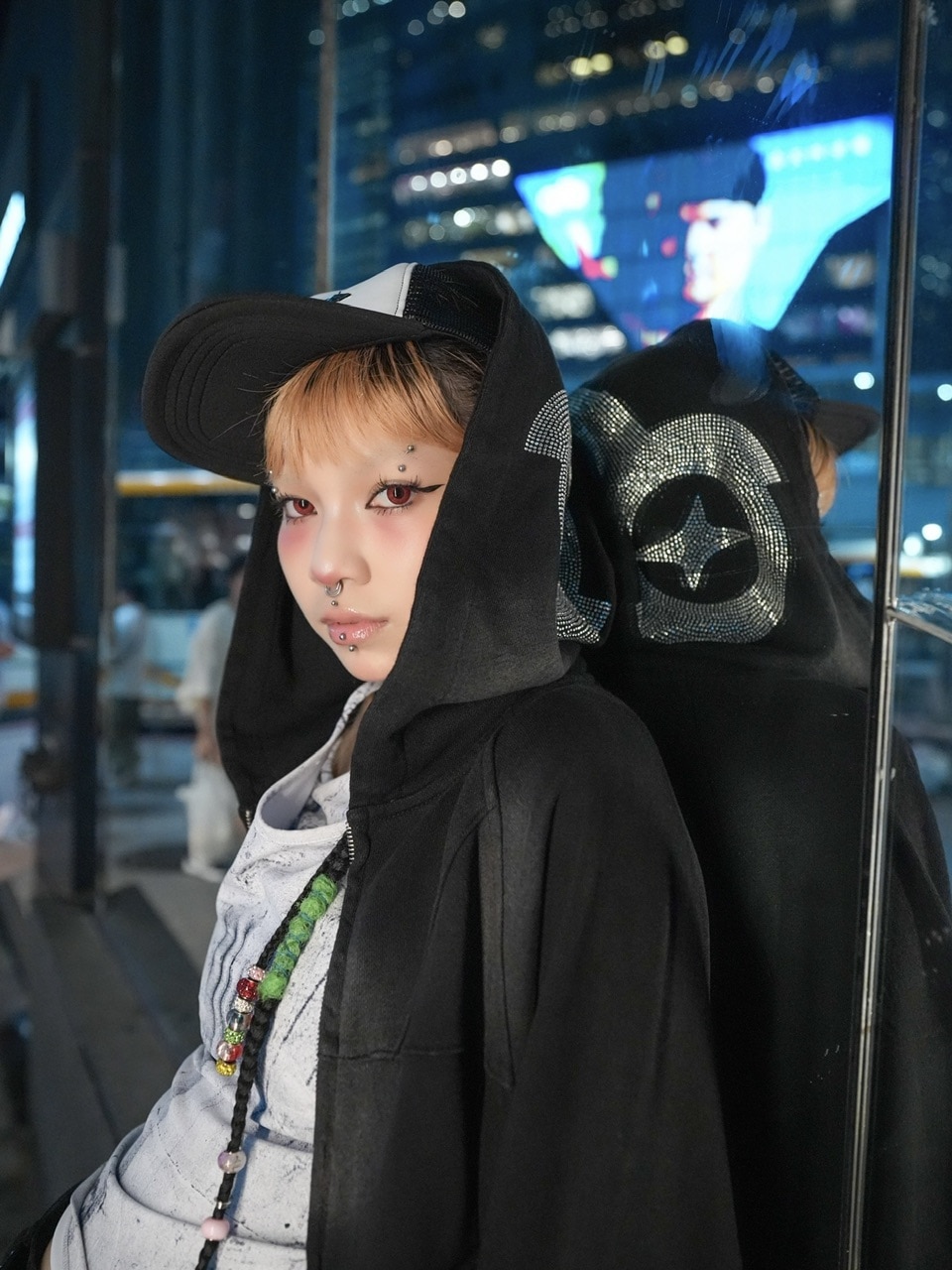 NMTXU】rhinestone design zip parka / 【エヌエムティーエックスユー