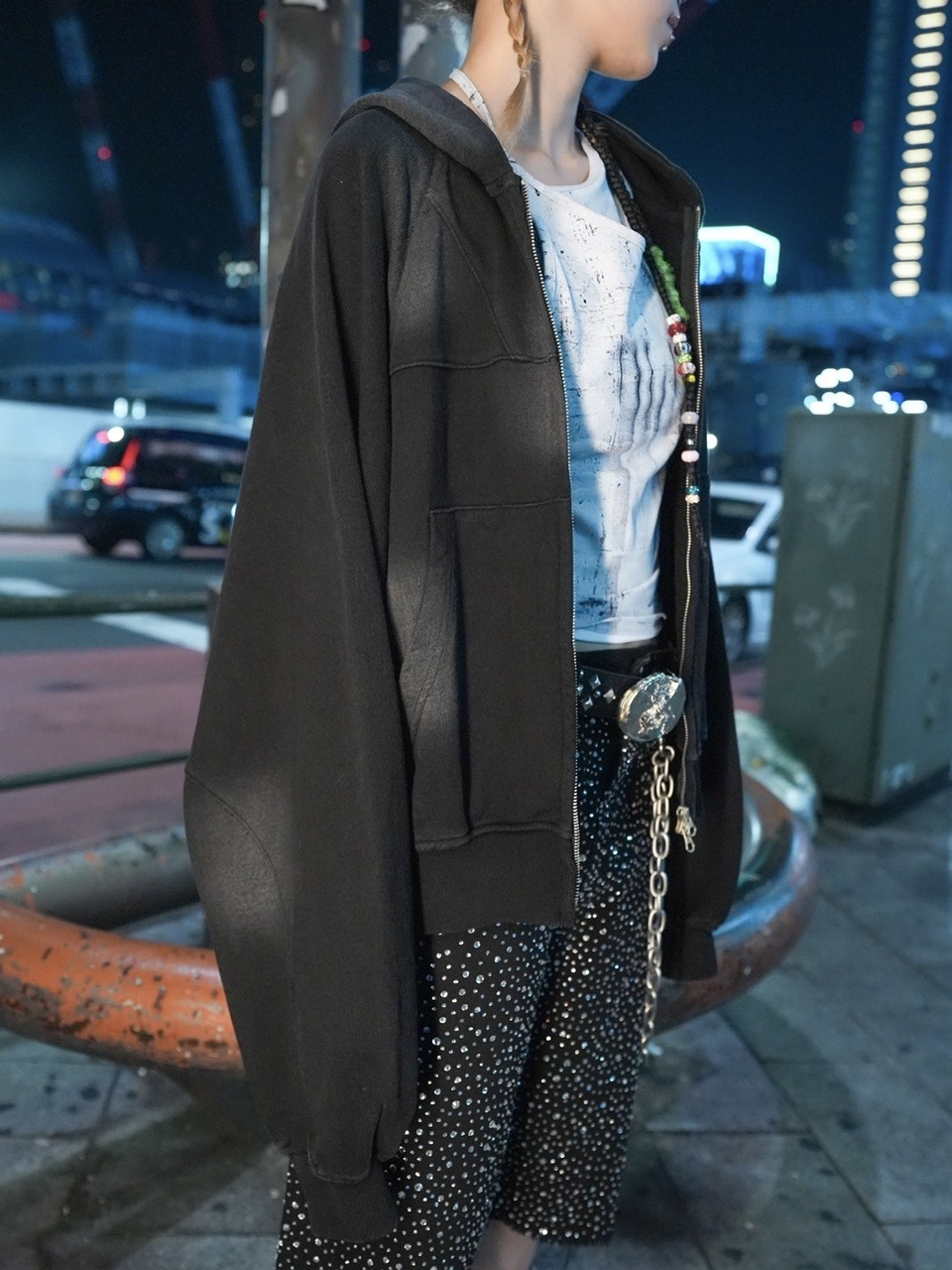 NMTXU】rhinestone design zip parka / 【エヌエムティーエックスユー