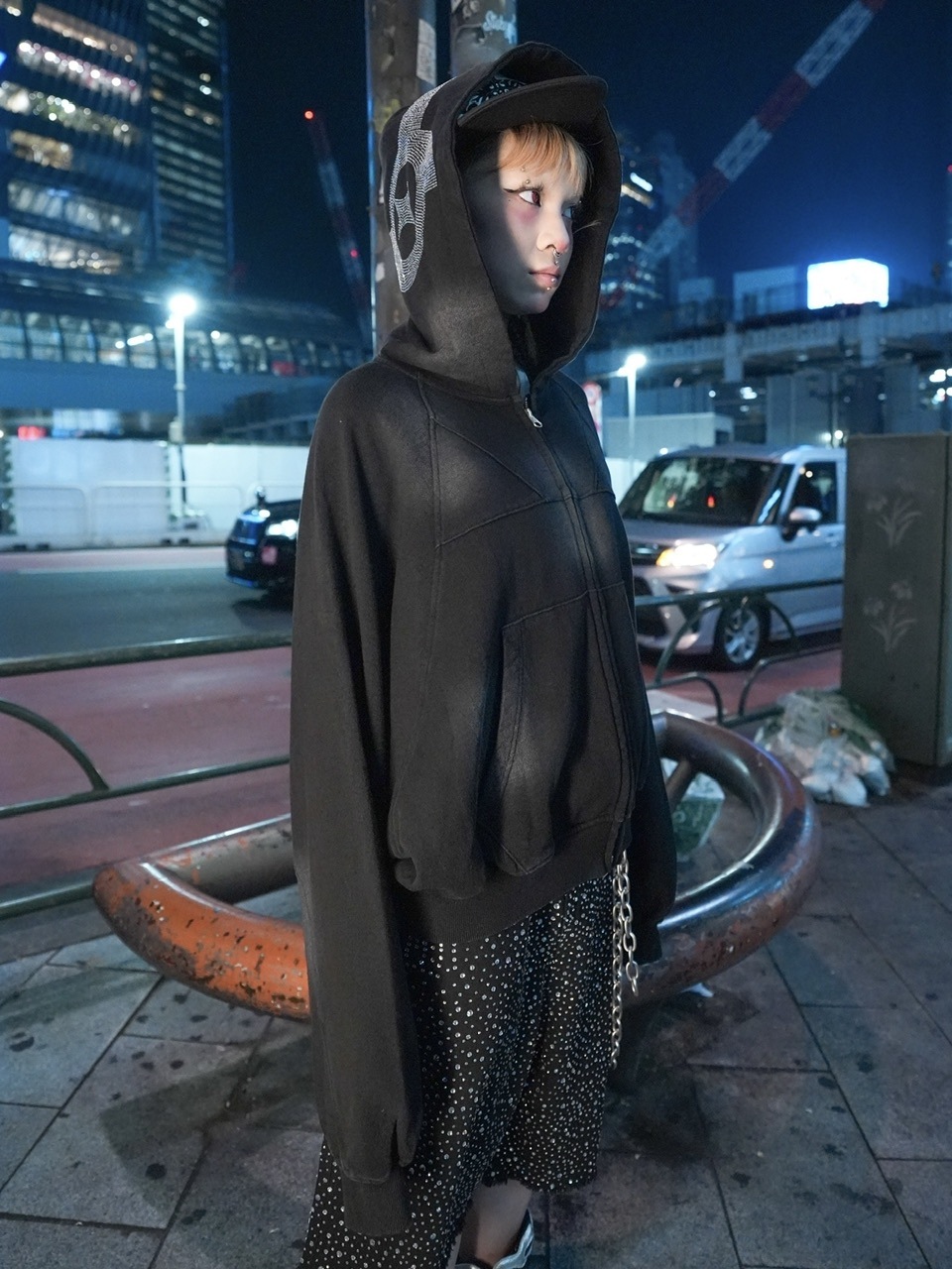 NMTXU】rhinestone design zip parka / 【エヌエムティーエックスユー