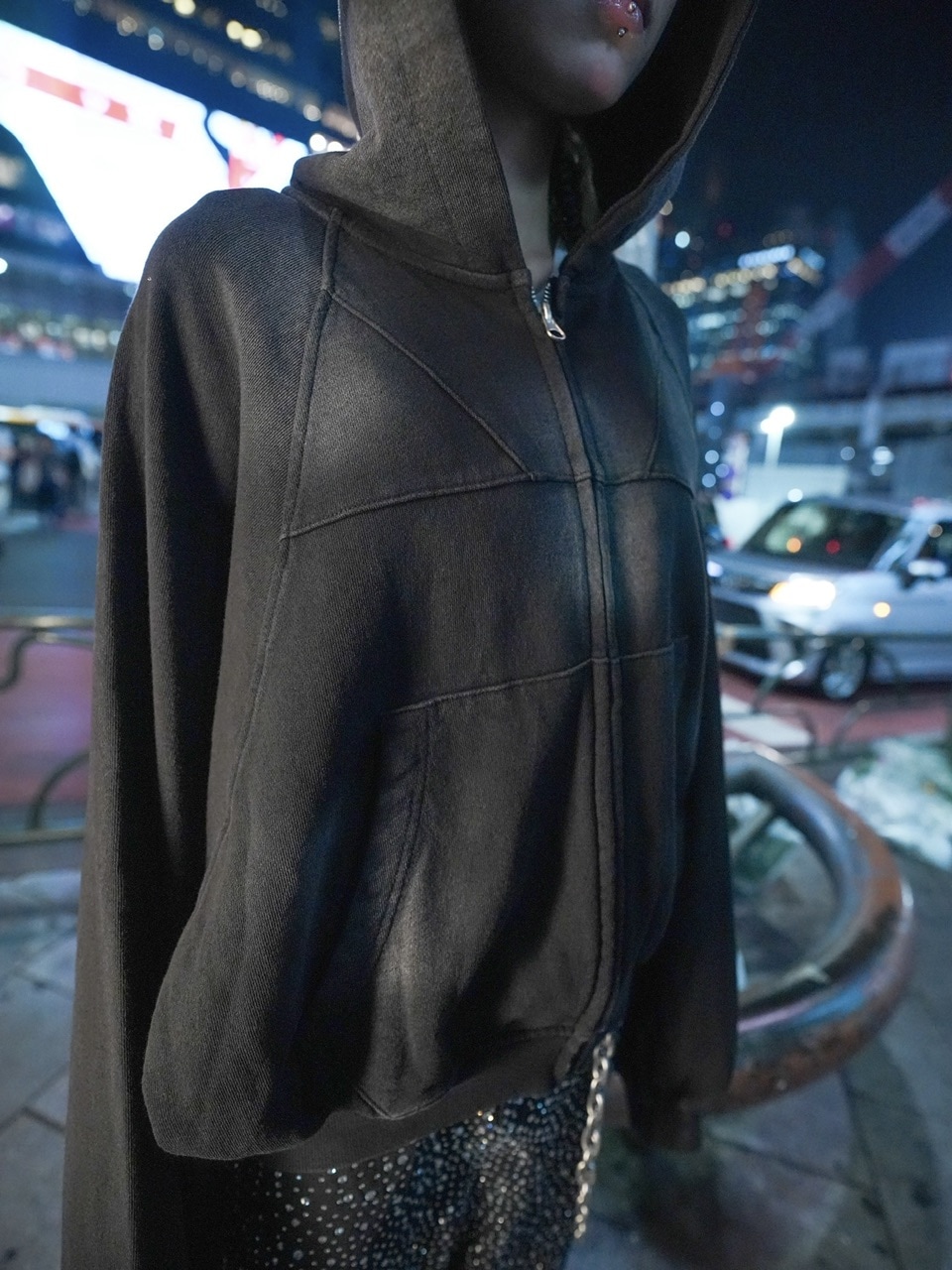 NMTXU】rhinestone design zip parka / 【エヌエムティーエックスユー